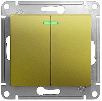 Выключатель с подсветкой без рамки Systeme Electric Glossa 2-кл. фисташковый картинка